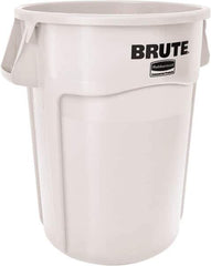 Rubbermaid - 44 Gal White Round Trash Can - Polyethylene - Top Tool & Supply