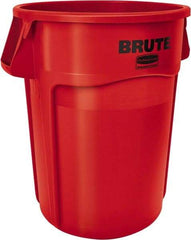 Rubbermaid - 55 Gal Red Round Trash Can - Polyethylene, None Graphic, 33.2" High, Lid Not Included - Top Tool & Supply