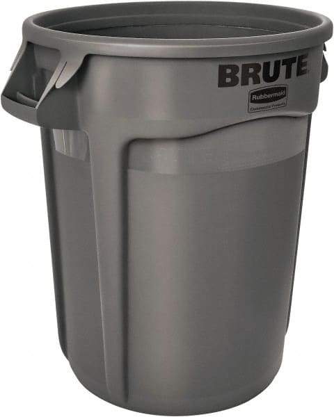 Rubbermaid - 20 Gal Gray Round Trash Can - Polyethylene, 22.91" High - Top Tool & Supply