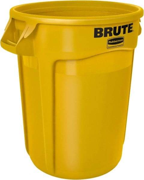 Rubbermaid - 20 Gal Yellow Round Trash Can - Polyethylene, 22.93" High - Top Tool & Supply