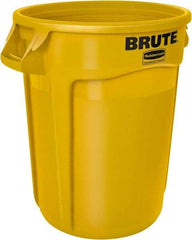 Rubbermaid - 32 Gal Yellow Round Trash Can - Polyethylene, 27.77" High - Top Tool & Supply