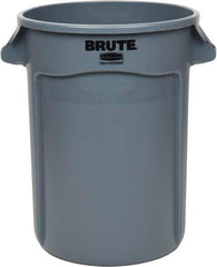 Rubbermaid - 32 Gal Gray Round Trash Can - Polyethylene, 27.77" High - Top Tool & Supply