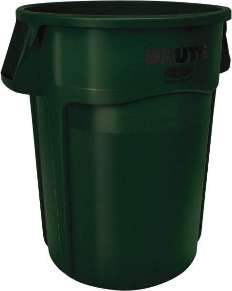 Rubbermaid - 32 Gal Green Round Trash Can - Polyethylene, 27.77" High - Top Tool & Supply