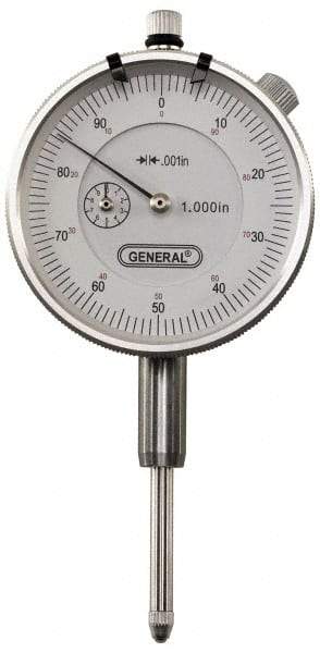 General - 0-100 Dial Reading, 0.001" Graduation Dial Drop Indicator - 2-1/4" Dial, 0.1" Range per Revolution, Revolution Counter - Top Tool & Supply