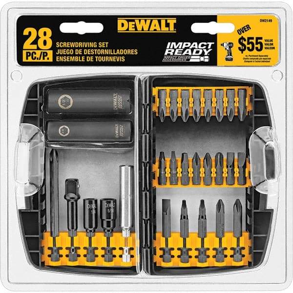 DeWALT - 28 Piece, Screwdriver Bit Set - SQ1, SQ2, SQ3, 1/4" Drive - Top Tool & Supply