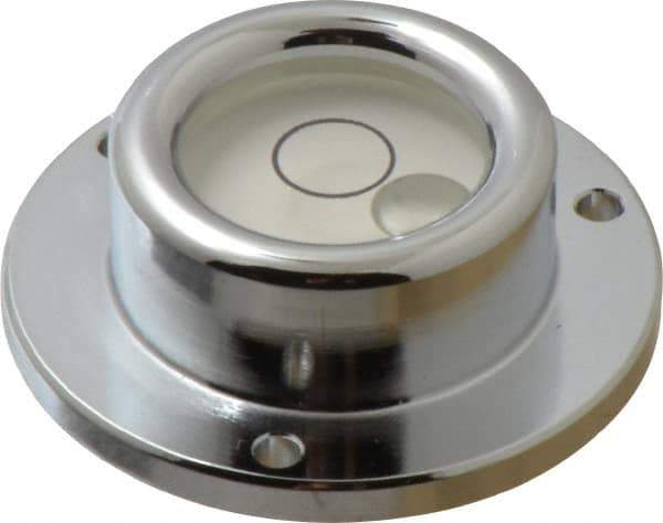 Geier & Bluhm, Inc. - 1-3/4 Inch Base Diameter x 0.63 Inch Overall Height, 1 Circle, Brass Bull's Eye Circular Level - 0.315 Inch Vial Diameter, 13/16 Inch Inner Diameter, 0.12 Inch Mounting Hole Diameter, 0.1 Inch Sensitivity, -40 to 160°F - Top Tool & Supply