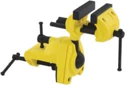 Stanley - 2-7/8" Jaw Width, 3" Opening Capacity, 1-1/2" Throat Depth, Cast Aluminum Swivel Bench Vise - Clamp-On Base Attachment, 7" Long x 3-1/4" Wide x 9-1/2" High - Top Tool & Supply