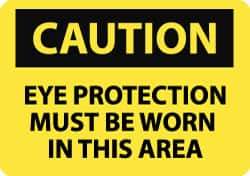 NMC - "Caution - Eye Protection Must Be Worn in This Area", 10" Long x 14" Wide, Rigid Plastic Safety Sign - Rectangle, 0.05" Thick, Use for Accident Prevention - Top Tool & Supply