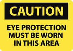 NMC - "Caution - Eye Protection Must Be Worn in This Area", 10" Long x 14" Wide, Pressure-Sensitive Vinyl Safety Sign - Rectangle, 0.004" Thick, Use for Accident Prevention - Top Tool & Supply