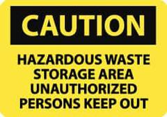 NMC - "Caution - Hazardous Waste Storage Area - Unauthorized Persons Keep Out", 10" Long x 14" Wide, Rigid Plastic Safety Sign - Rectangle, 0.05" Thick, Use for Hazardous Materials - Top Tool & Supply