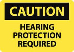 NMC - "Caution - Hearing Protection Required", 10" Long x 14" Wide, Aluminum Safety Sign - Rectangle, 0.04" Thick, Use for Accident Prevention - Top Tool & Supply