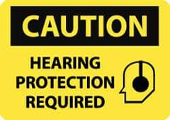 NMC - "Caution - Hearing Protection Required", 10" Long x 14" Wide, Aluminum Safety Sign - Rectangle, 0.04" Thick, Use for Accident Prevention - Top Tool & Supply