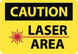 NMC - "Caution - Laser Area", 10" Long x 14" Wide, Rigid Plastic Safety Sign - Rectangle, 0.05" Thick, Use for Accident Prevention - Top Tool & Supply