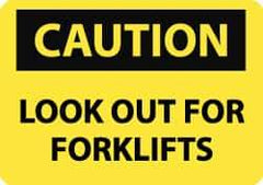 NMC - "Caution - Look Out for Forklifts", 10" Long x 14" Wide, Rigid Plastic Safety Sign - Rectangle, 0.05" Thick, Use for Accident Prevention - Top Tool & Supply