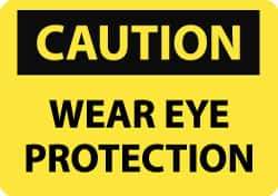 NMC - "Caution - Wear Eye Protection", 10" Long x 14" Wide, Rigid Plastic Safety Sign - Rectangle, 0.05" Thick, Use for Accident Prevention - Top Tool & Supply