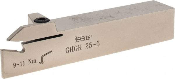 Iscar - External Thread, 5mm Min Groove Width, 140mm OAL, Right Hand Indexable Grooving Cutoff Toolholder - 25mm Shank Height x 25mm Shank Width, GI../TIP Insert Style, GHG Toolholder Style, Series Cut Grip - Top Tool & Supply