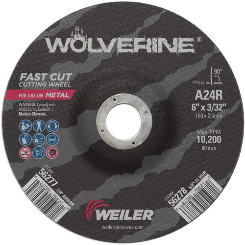 6″ × 3/32″ Type 27 Cutting Wheel, A24R, 7/8″ Arbor Hole - Top Tool & Supply