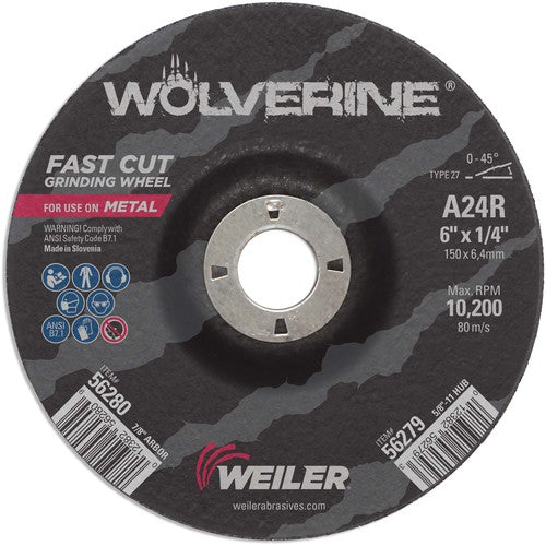 Vortec Pro 6″ × 1/4″ Type 27 Grinding Wheel, A24R, 7/8″ Arbor Hole - Top Tool & Supply