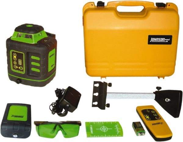 Johnson Level & Tool - 1,200' (Exterior) Measuring Range, 1/8" at 100' Accuracy, Self-Leveling Rotary Laser - ±3° Self Leveling Range, 150, 200, 250 & 300 RPM, 2 Beams, NiMH Battery Included - Top Tool & Supply