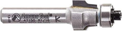 Amana Tool - 1/2" Cut Diam, 3/8" Length of Cut, 2 Flute Laminate Trim Edge Profile Router Bit - Carbide-Tipped, 1/4" Shank Diam, 1-7/8" OAL, Uncoated - Top Tool & Supply