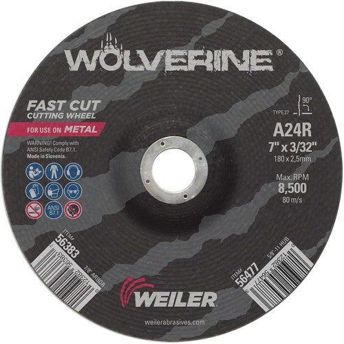 Vortec Pro 7″ × 3/32″ Type 27 Cutting Wheel, A24R, 7/8″ Arbor Hole - Top Tool & Supply