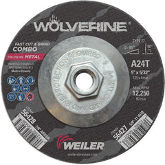 Vortec Pro 5″ × 1/8″ Type 27 Cutting Wheel, A24T, 5/8″-11 UNC Nut - Top Tool & Supply