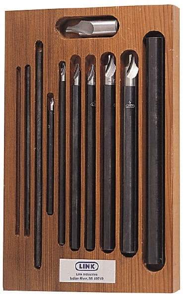 Link Industries - 11 Piece, #0 to 7, Radius Edge, High Speed Steel Combo Drill & Countersink Set - Single End - Top Tool & Supply