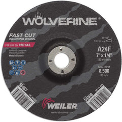 Vortec Pro 7″ × 1/4″ Type 27 Grinding Wheel, A24R, 7/8″ Arbor Hole - Top Tool & Supply