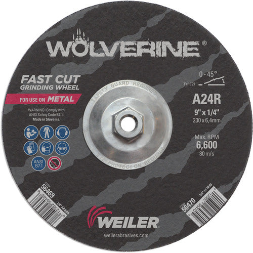 Vortec Pro 9″ × 1/4″ Type 27 Grinding Wheel, A24R, 5/8″-11 UNC Nut - Top Tool & Supply