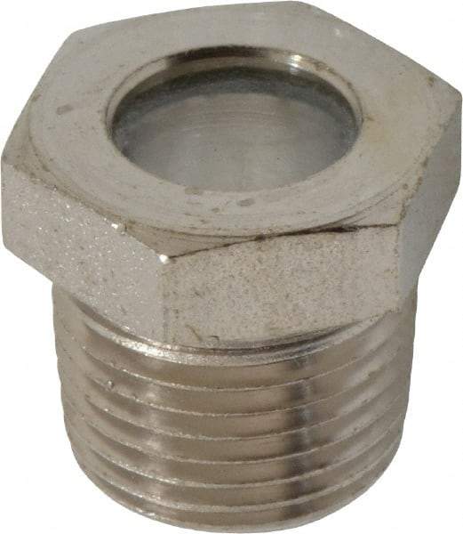 LDI Industries - 7/16" Sight Diam, 3/8" Thread, 0.72" OAL, High Pressure Fused Pipe Thread, Open View Sight Glass & Flow Sight - 3/4" Head, 1,850 Max psi, 3/8-18 Thread - Top Tool & Supply