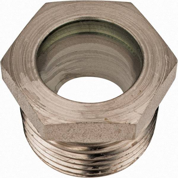 LDI Industries - 15/16" Sight Diam, 1" Thread, 1.06" OAL, High Pressure Fused Pipe Thread, Open View Sight Glass & Flow Sight - 1-3/8" Head, 1,250 Max psi, 1 to 11-1/2 Thread - Top Tool & Supply