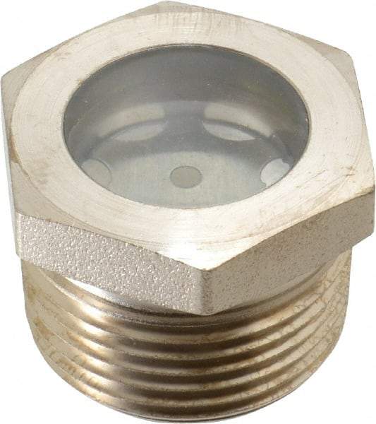 LDI Industries - 15/16" Sight Diam, 1" Thread, 1.06" OAL, High Pressure Fused Pipe Thread with Reflector Sight Glass & Flow Sight - 1-3/8" Head, 1,250 Max psi, 1 to 11-1/2 Thread - Top Tool & Supply