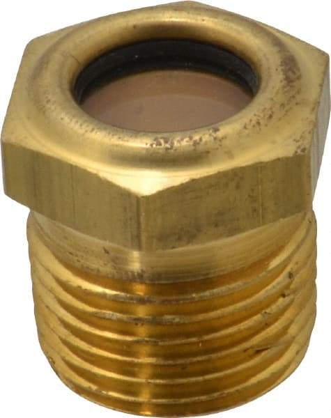 LDI Industries - 9/16" Sight Diam, 1/2" Thread, 1" OAL, Low Pressure Pipe Thread Lube Sight, Open View Sight Glass & Flow Sight - 7/8" Head, 20 Max psi, 1/2-14 Thread - Top Tool & Supply