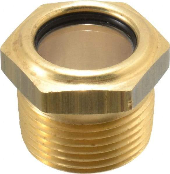 LDI Industries - 3/4" Sight Diam, 3/4" Thread, 1" OAL, Low Pressure Pipe Thread Lube Sight, Open View Sight Glass & Flow Sight - 1-1/8" Head, 10 Max psi, 3/4-14 Thread - Top Tool & Supply