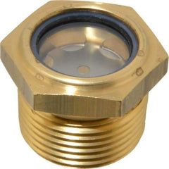 LDI Industries - 31/32" Sight Diam, 1" Thread, 1.19" OAL, Low Pressure Pipe Thread Lube Sight with Reflector Sight Glass & Flow Sight - 1-7/16" Head, 7 Max psi, 1 to 11-1/2 Thread - Top Tool & Supply