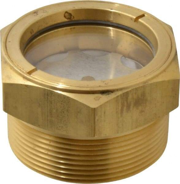 LDI Industries - 1-7/8" Sight Diam, 2" Thread, 1.69" OAL, Low Pressure Pipe Thread Lube Sight with Reflector Sight Glass & Flow Sight - 2-1/2" Head, 2 Max psi, 2 to 11-1/2 Thread - Top Tool & Supply