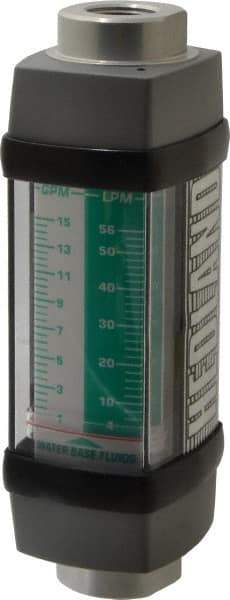 Hedland - 1/2" NPTF Port Water-Based Liquid Flowmeter - 3000 Max psi, 1 to 15 GPM, Anodized Aluminum - Top Tool & Supply