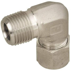 Parker - 5/8" OD, Stainless Steel Male Elbow - -425 to 1,200°F, 7/8" Hex, Comp x MNPT Ends - Top Tool & Supply