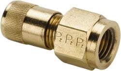 Parker - 500 Max psi, 1/4 Tube OD, Female Flare Connector Access Valve - Brass - Top Tool & Supply