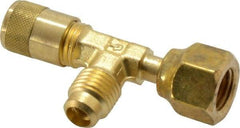 Parker - 500 Max psi, 1/4 Tube OD, Forged Flared Female Run Swivel Tee Access Valve - Brass - Top Tool & Supply