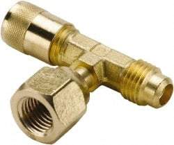 Parker - 500 Max psi, 1/4 Tube OD, Forged Flare Female Branch Tee Access Valve - Brass - Top Tool & Supply