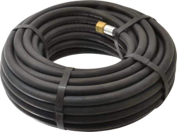 Alliance Hose & Rubber - 1/4" ID x 1/2" OD 50' Long Multipurpose Air Hose - MNPT x FNPT(Swivel) Ends, 200 Working psi, -40 to 190°F, 1/4" Fitting, Black - Top Tool & Supply