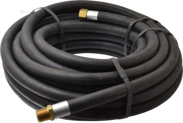 Alliance Hose & Rubber - 1/2" ID x 27/32" OD 50' Long Multipurpose Air Hose - MNPT x FNPT(Swivel) Ends, 300 Working psi, -40 to 190°F, 1/2" Fitting, Black - Top Tool & Supply