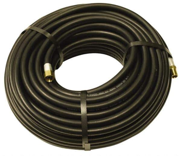 Alliance Hose & Rubber - 3/8" ID x 23/32" OD 100' Long Multipurpose Air Hose - MNPT x FNPT(Swivel) Ends, 300 Working psi, -40 to 190°F, 3/8" Fitting, Black - Top Tool & Supply