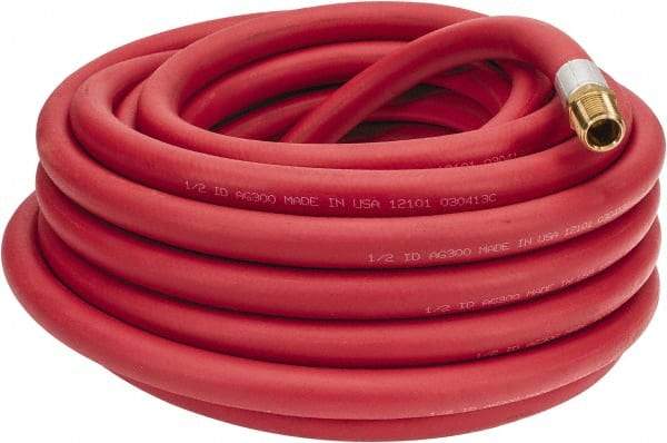 Alliance Hose & Rubber - 1/2" ID x 27/32" OD 50' Long Multipurpose Air Hose - MNPT x FNPT(Swivel) Ends, 300 Working psi, -40 to 190°F, 1/2" Fitting, Red - Top Tool & Supply