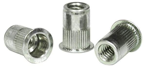 RivetKing - #6-32, 0.08 to 0.13" Grip, 17/64" Drill, Aluminum Standard Rivet Nut - Uncoated, Countersunk Head - Top Tool & Supply