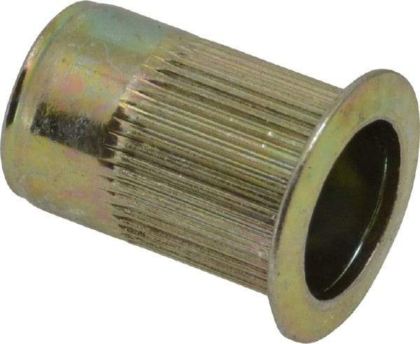 RivetKing - 0.13 to 0.225" Grip, Steel Standard Rivet Nut - Zinc Yellow Dichromate Finish, Countersunk Head - Top Tool & Supply