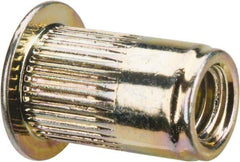 RivetKing - #10-32, 0.02 to 0.13" Grip, Steel Standard Rivet Nut - Zinc Yellow Dichromate Finish, Countersunk Head - Top Tool & Supply