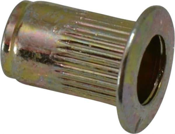 RivetKing - #6-32, 0.02 to 0.08" Grip, Steel Standard Rivet Nut - Zinc Yellow Dichromate Finish, Countersunk Head - Top Tool & Supply