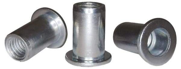 RivetKing - #10-32, 0.13 to 0.18" Grip, 1/4" Drill, Steel Standard Rivet Nut - Zinc Plated, Round Head - Top Tool & Supply